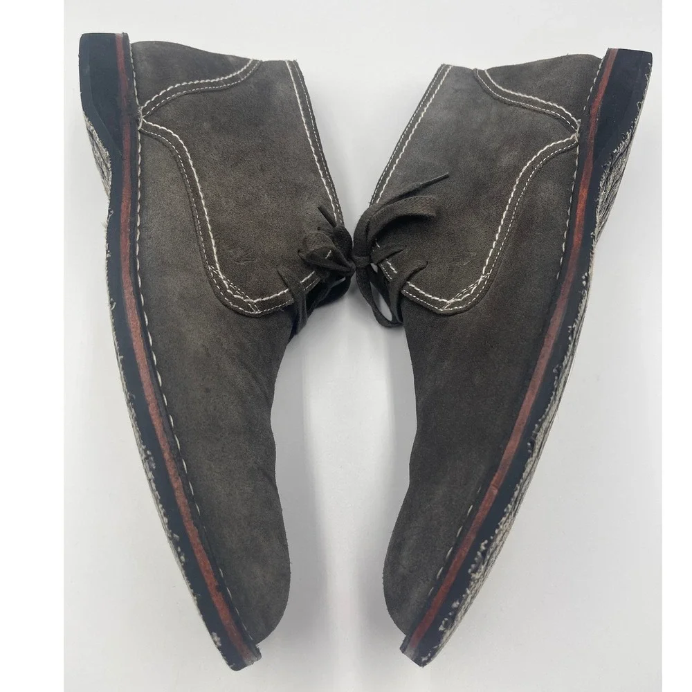 John Varvatos Gray Suede Chukka Boots Mens 13 Premium Leather Lace Up